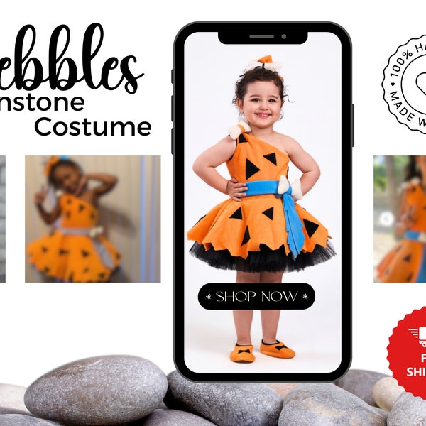 Pebbles Costume for halloween, Toddler Pebbles costume