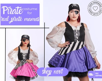 Pirate Costume for Woman, Pirate dress for Halloween, Mother Daughter costume