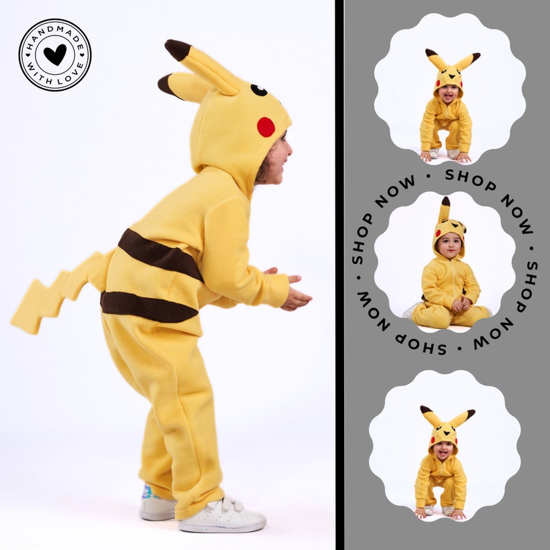 Pikachu Costume for kids / Halloween Party costume for toddler / pikachu onesie for halloween image 3