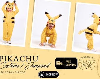 Pikachu-kostuum voor kinderen / Halloween-feestkostuum voor peuters / pikachu-onesie voor halloween