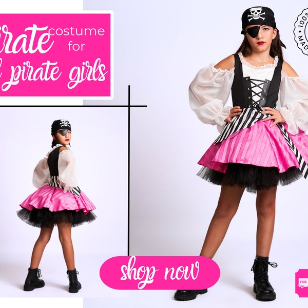 Pirate Costume for Girls / Pirate dress for Halloween / Pirate Girl Outfit