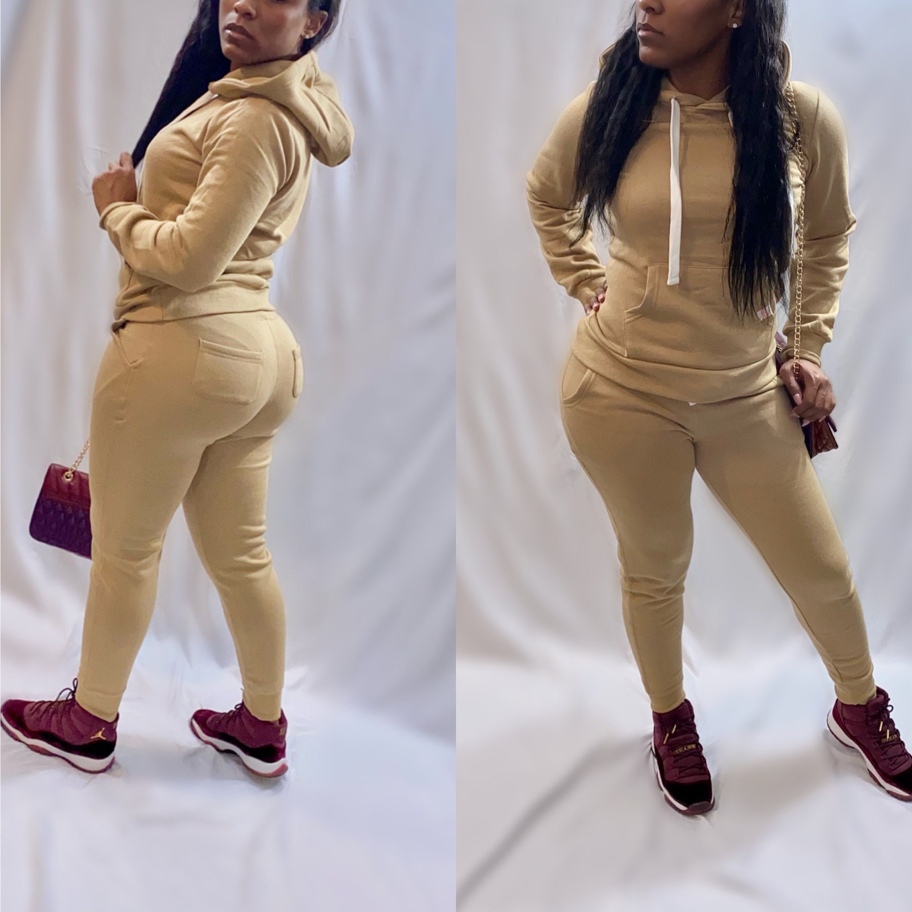 tan jogger set womens