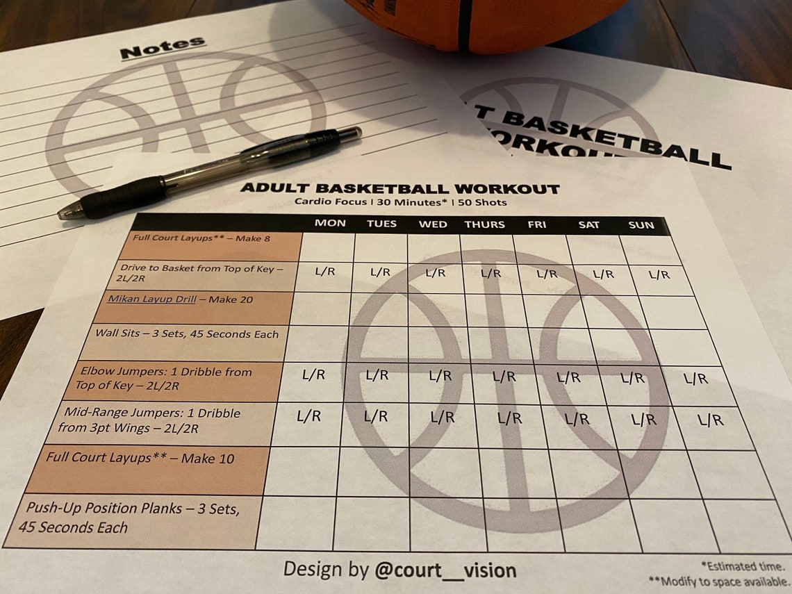 Home Workout 30 Minute Basketball Workout Workout Planner Etsy