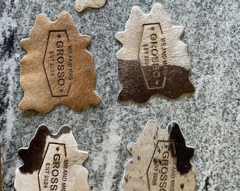 Cowhide Wedding Favors For Guests Real Cowhide Coasters Brown and White Cowhide Coasters Cowhide Wedding Decor Placemats Leather Coasters