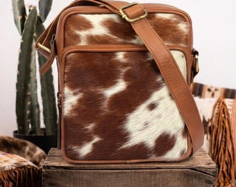 Genuine Cowhide Leather Crossbody Bag | Rustic Western Shoulder Purse