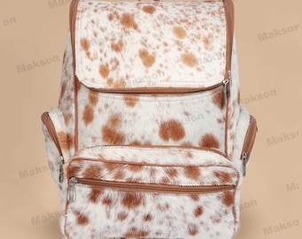 Real Cowhide Leather Backpack - Travel Bag - Cowhide Backpack Bag - Genuine Cowhide Bag for Everyday Use & Adventure