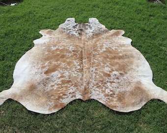 Cowhide Rug Brown and White Cowhide Rug Brazilian Cowhide Rug Hair on Cowhide Area Rug 5 x 6