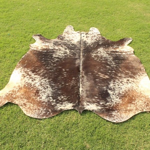 Tricolor Cowhide Rug Brazilian Cowhide Rug Tricolor Hair on Cowhide Rug 5 x 6 Genuine Cowhide Rug