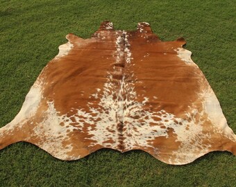 Genuine Cowhide Rug Brown and White Cowhide Rug Brazilian Cowhide Rug Hair on Cowhide