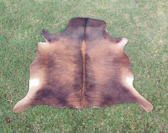 Brindle Cowhide Rug Brazilian Cowhide Rug Hair on Hide Tricolor Cowhide Rug Hair on Brindle Cowhide Rug 4.5 x 4.5 Same As Picture