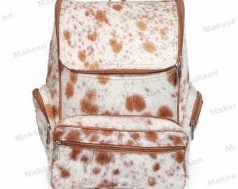 Western Leather Diaper Bag Cowhide Leather Backpack Western Diaper Bag