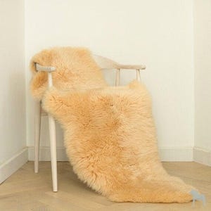 Genuine Sheepskin Rug Double Pelt Champagne Sheepskin Throw Rug Fur 20 inches x 60 inches Australian Sheepskin Rug Real Sheepskin Rug