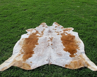 Real Cowhide Rug Brown and White Cowhide Rug Brazilian Cowhide Rug Hair on Hide Rug  6 x 6 Genuine Cowhide Rug
