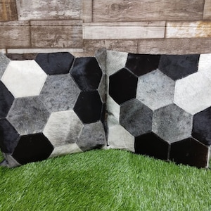 Cowhide Pillow Cover Cowhide Patchwork Pillow Cover Throw Pillow Cover Leather Pillow Cover Set Of 2