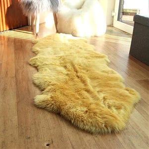 Genuine Sheepskin Rug Double Pelt Champagne Sheepskin Throw Rug Fur Approx 2 x 6 Large Australian Sheep Skin Rug