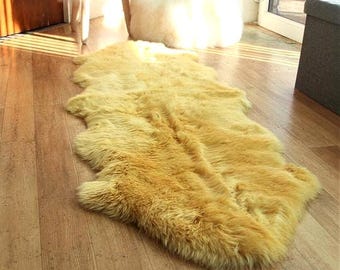 Genuine Sheepskin Rug Double Pelt Champagne Sheepskin Throw Rug Fur Approx 2 x 6 Large Australian Sheep Skin Rug