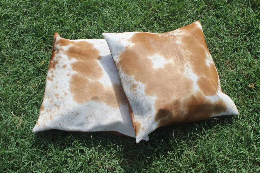 Real Cowhide Pillow Covers Brown and White Cowhide Cushion Etsy UK