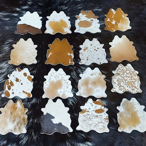 Real Cowhide Coasters Mini Cowhide Coasters Leather Coasters Western Cowhide Coaster