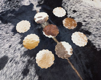 Mini Cowhide Coasters Real Cowhide Coasters Assorted Cowhide Coasters Leather Coaster Cow Hair Coaster