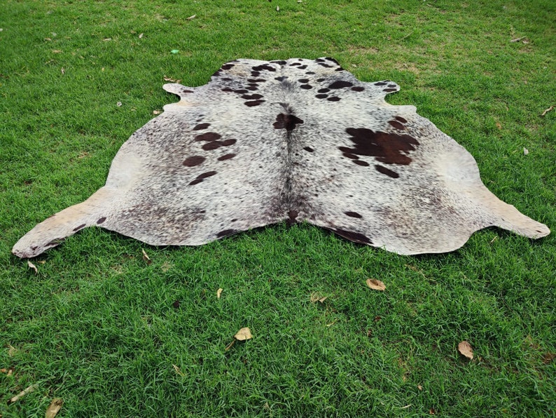 Large Tricolor Cowhide Rug Large Cow Hide Rug 6 x 6 Hair on Hide Rug image 18