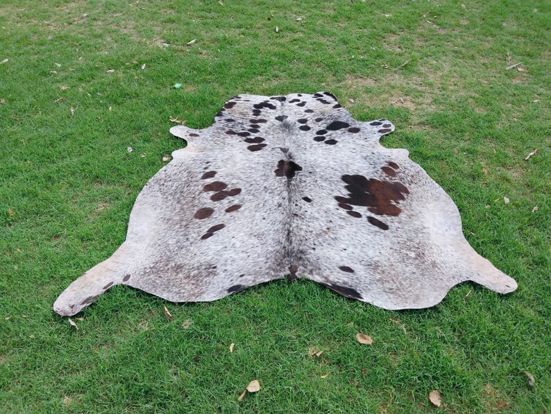 Large Tricolor Cowhide Rug Large Cow Hide Rug 6 x 6 Hair on Hide Rug image 12