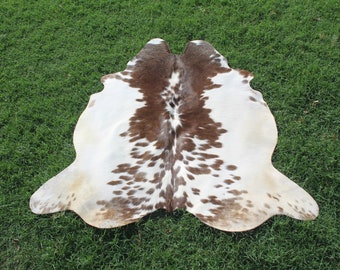 Genuine Cowhide Rug Brown and White Cowhide Rug Brazilian Cowhide Rug Natural Cowhide Floor Rug 5 x 4 Hair on Cowhide Rug