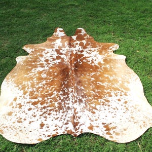 Genuine Cowhide Rug Brown and White Cowhide Rug Speckled Cowhide Rug Hair on Hide Rug image 4