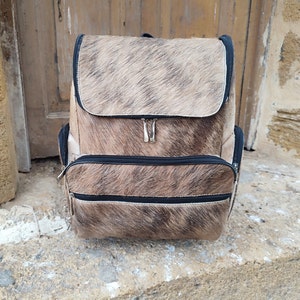 Real Cowhide Backpack Bag Brindle Cowhide Bag Leather Backpack Bag Travel Bag Real Cowhide Backpack Bag