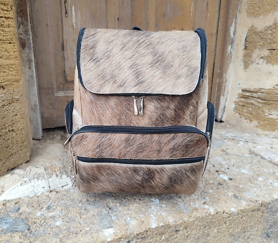 Real Cowhide Backpack Bag Brindle Cowhide Bag Leather  display picture 1