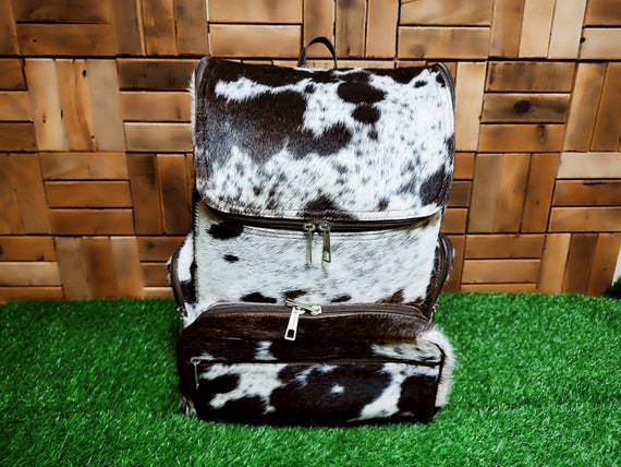 Cowhide Backpack Bag Cowhide Bag Leather Backpack Bag Travel Backpack Real Cowhide Backpack Bag Cowhide Rucksack Bag Cow Hide Diaper Bag