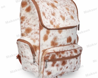 Mochila de piel de vacuno auténtica - Bolso de viaje - Mochila de piel de vacuno - Bolso de piel de vacuno auténtica para uso diario y aventuras