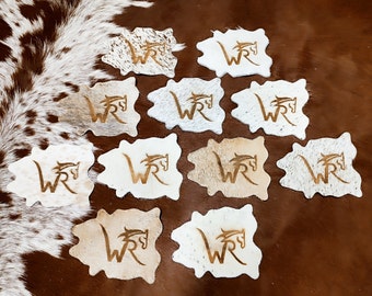 Personalized Cowhide Coasters - Wedding Favors & Decorations - Real Leather Coasters - Custom Wedding Gift for Guests Free Branding