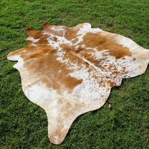 Genuine Cowhide Rug Brown and White Cowhide Rug Speckled Cowhide Rug Hair on Hide Rug image 3