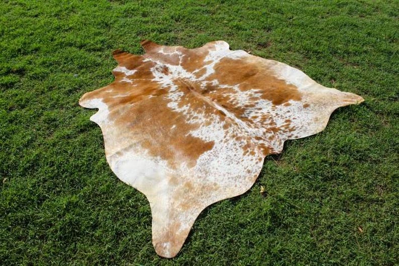 Genuine Cowhide Rug Brown and White Cowhide Rug Speckled Cowhide Rug Hair on Hide Rug image 3