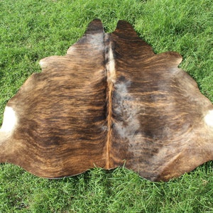 Tricolor Cowhide Rug Brazilian Cowhide Rug Hair on Hide Tricolor Cowhide Rug Hair on Cowhide Brindle  Cowhide Rug 4 x 4.5 Same As Picture
