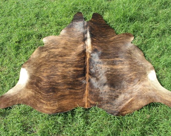 Tricolor Cowhide Rug Brazilian Cowhide Rug Hair on Hide Tricolor Cowhide Rug Hair on Cowhide Brindle  Cowhide Rug 4 x 4.5 Same As Picture