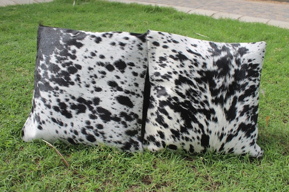 Real Cowhide Pillow Cover Black and White Pillow Covers Cowhide Cushion Cover Cow Hide Pillowcases 16 x 16