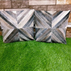Cowhide Pillow Cowhide Cushion Cover Throw Pillow Cover Leather Pillow Cover 16 x 16 Set Of 2 Cowhide Pillowcases Patchwork Pillowcase
