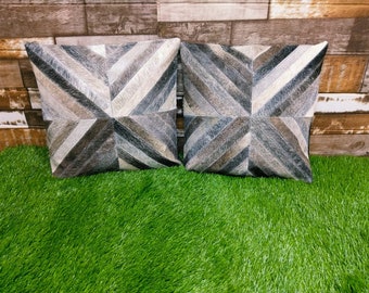 Cowhide Pillow Cowhide Cushion Cover Throw Pillow Cover Leather Pillow Cover 16 x 16 Set Of 2 Cowhide Pillowcases Patchwork Pillowcase