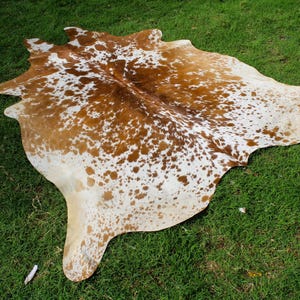 Genuine Cowhide Rug Brown and White Cowhide Rug Speckled Cowhide Rug Hair on Hide Rug image 10
