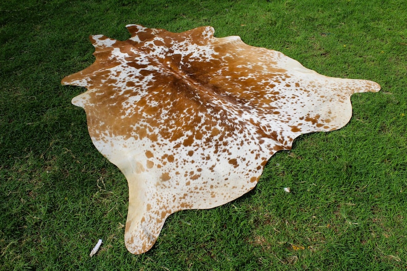 Genuine Cowhide Rug Brown and White Cowhide Rug Speckled Cowhide Rug Hair on Hide Rug image 10