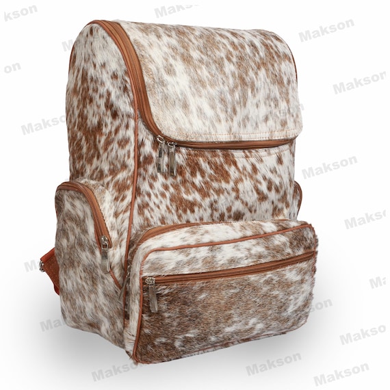 Cowhide Backpack - Brown & White Patterned Men’s Bag Amazon.com | Leather Cowhide Backpack | Traveling Backpack  main image 3