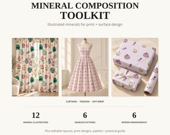 Mineral Composition Toolkit | Crystal Seamless Patterns, Transparent PNGs & Editable Layouts | Commercial Use Digital Download