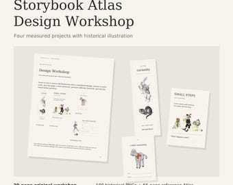 Storybook Atlas Design Workshop | 100 Historical PNGs, 20-Page Creative Workbook, 4 Editable Projects & Reference Guide