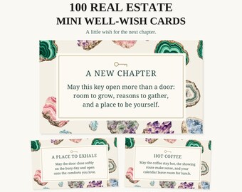 100 Real Estate Mini Well-Wish Cards | Printable Closing Gift Inserts, New Home & Agent Thank You | 3.5 x 2 PDF PNG