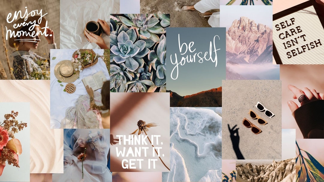 SERENE Modern Inspirational Photo Collage Desktop Wallpaper - Etsy