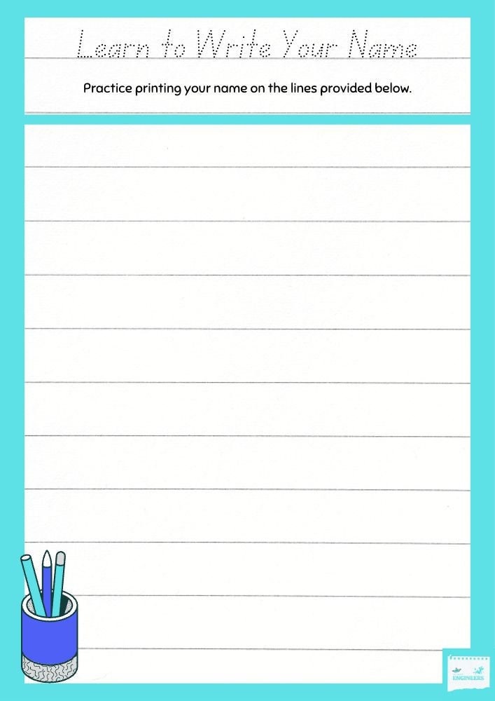 Learn to Write My Name Worksheet for Kids - Etsy