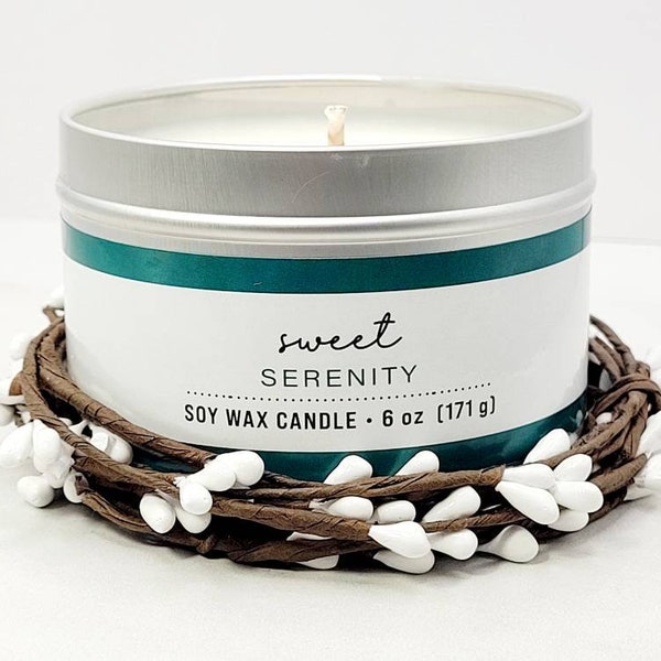 SWEET SERENITY Natural Soy Wax Candle 6 oz. | Spa Scented Candle