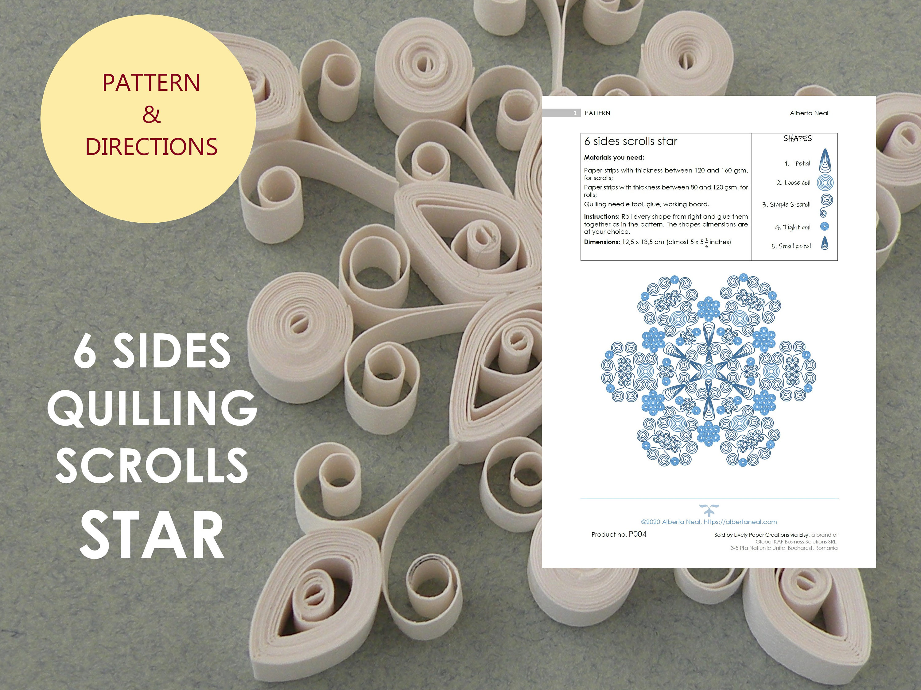 PDF Quilling Star Pattern, Working Document for Intermediate Quiller, Alberta Neal P004 ...