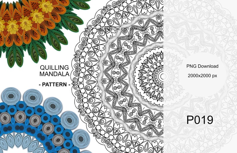 Quilling Mandala PNG download pattern P019 image 1